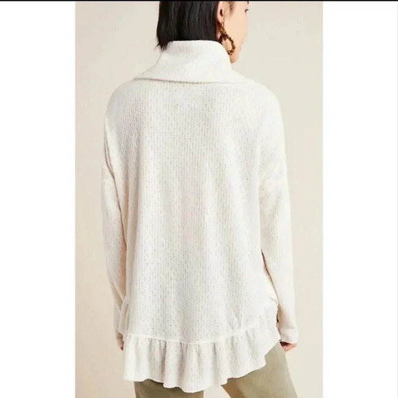 Maeve by Anthropologie Cowl Neck Addie Ruffled Hacci Pullover Ivory/Cream Top(M) - Picture 5 of 12